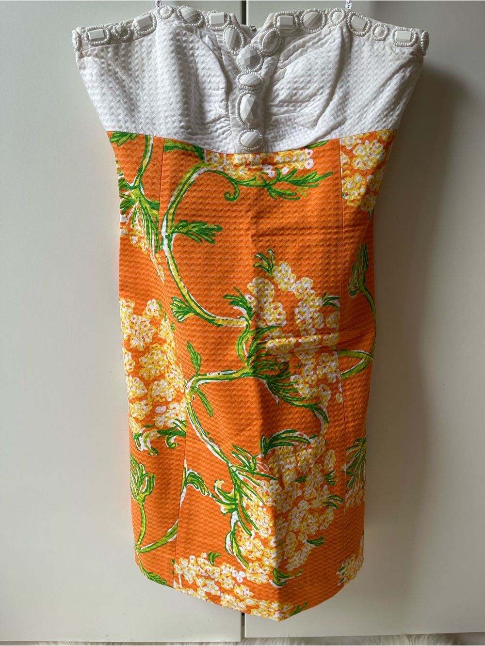 Lilly Pulitzer Nectar Orange Lace on the Docks Strapless Bowen Dress Size 2